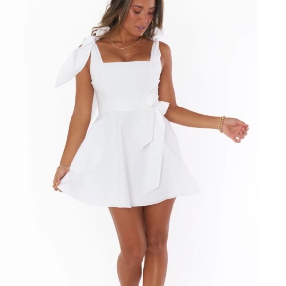 NEW Show Me Your Mumu White Claire Mini Dress Square Neck Bow - Picture 1 of 4